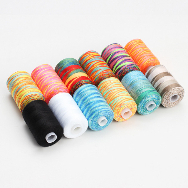 12Rolls 1000 Yards/Roll 40S/2 Polyester Thread for Sewing Machine,  Section-dyed Rainbow Thread Hand Stitch Thread - AliExpress
